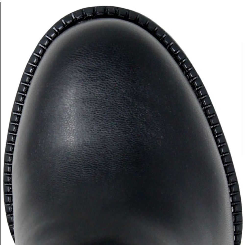 CHARLES DAVID Over the Knee Faux-Leather Black Platform Lug Sole Boots Size 6.5 - Picture 2 of 5